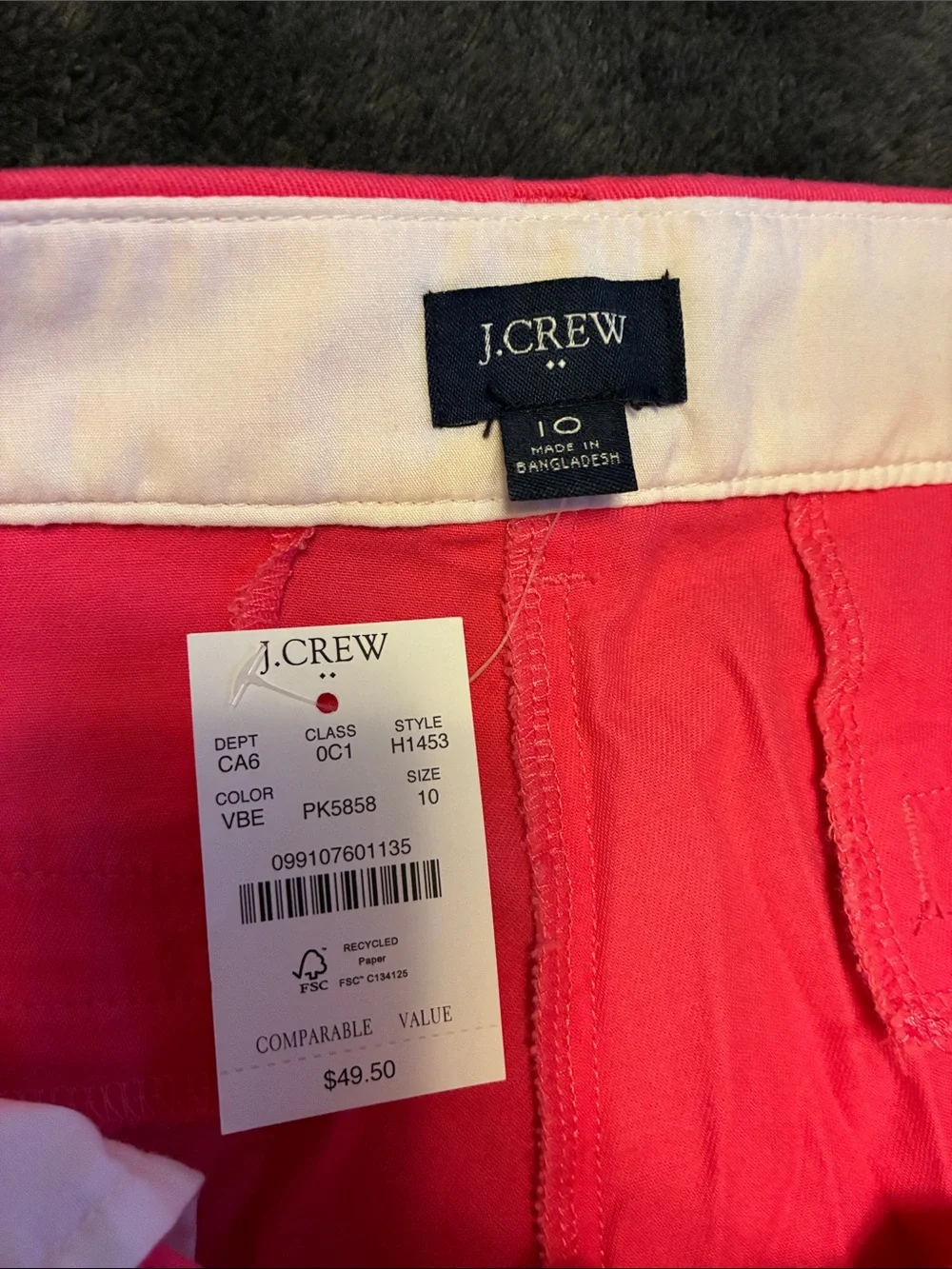 NEW J Crew Women's Hot Pink Chino Shorts - Classic Casual Style size 10